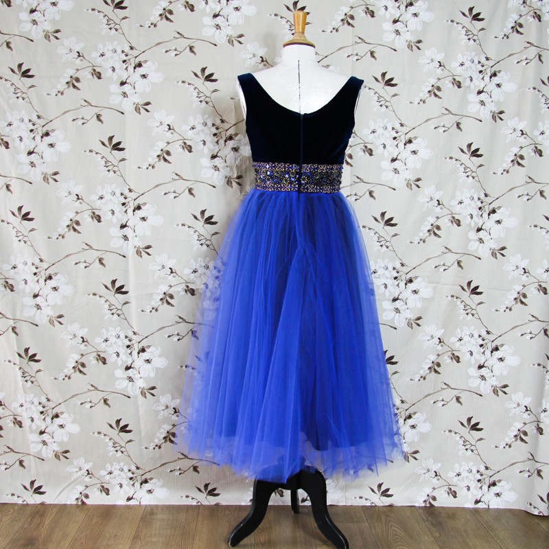 Navy tulle midi dress best sale