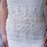 Pencil strapless wedding or evening / cocktail dress , mi length, embellished with pearls, made to measure