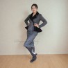 Double breasted gray tweed blazer with peplum, made to measure