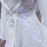 Veste blanche col châle cintrée et évasée, fabrication francaise