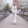 Wedding pants suit for bride with double breasted blazer