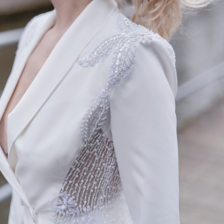 Bridal fit and flare double breasted blazer