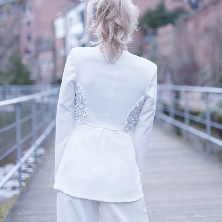 Veste de mariée blanc à basque longue
