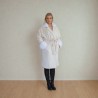 Ivory oversized outdoor coat with faux fur collar