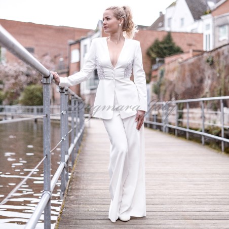 Veste de mariée blanc à basque longue