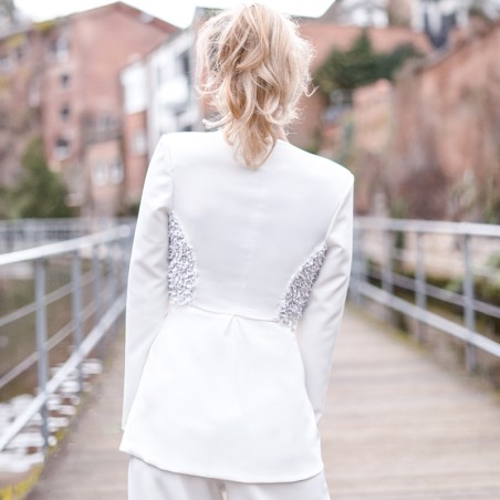 Veste de mariée blanc à basque longue