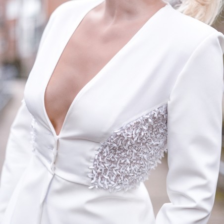 Veste de mariée blanc à basque longue