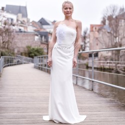 Mermaid strapless wedding dress with train, made to measure