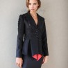 Black woolen peplum tailored jacket