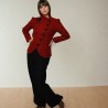 Red short woolen asymmetrical jacket