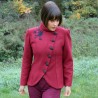 Red short woolen asymmetrical outerwear jacket