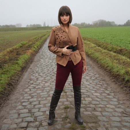 Veste marron asymétrique femme