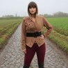 Women brown asymmetrical jacket with long sleeves, made to measure in france