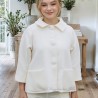 Women ivory bridal short swing coat with three four raglan sleeves