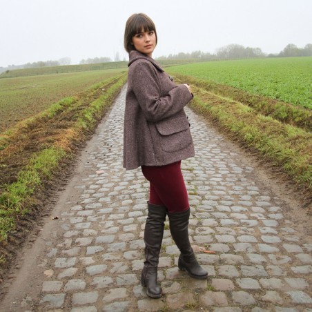 Manteau court évasé coupe trapèze avec col claudine, fabrication francaise