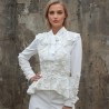 Asymmetrical peplum white bridal jacket, made to measure