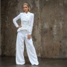 Asymmetrical peplum white bridal jacket, made to measure