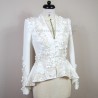 White bridal pants suit with asymmetrical jacket and wide legged pants