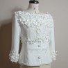 Short white bridal jacket with 3/4 sleeves and boat neckline, made to measure