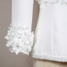 Short white bridal jacket with 3/4 sleeves and boat neckline, made to measure