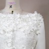 Short white bridal jacket with 3/4 sleeves and boat neckline, made to measure