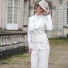 Women white tuxedo bridal pants suit with wide legged pants