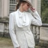 Women white tuxedo bridal pants suit with wide legged pants