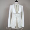 Blazer blanc col châle femme , coupe longue et droite, forme ajustée, fait sur mesure