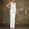 Floor length tube sleeveless wedding dress with square neckline