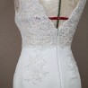 High slit sleeveless wedding dress with train, it has V neckline and V back