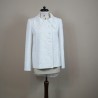 Women white bridal short coat with tourndown collar in a tweed