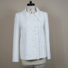 Women white bridal short coat with tourndown collar in a tweed