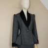 Single breasted shawl collar jacket with puff sleeves and fit and flare cut, made to measure