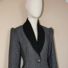 Single breasted shawl collar jacket with puff sleeves and fit and flare cut, made to measure