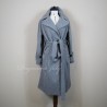 Women long gray raglan loose cut woolen coat