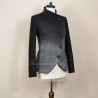 Black short woolen asymmetrical jacket