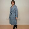 Women long gray raglan loose cut woolen coat