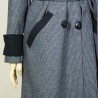 Women long gray raglan loose cut belted woolen coat