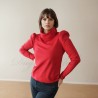 Turtleneck blouse  for women with puff long sleeves