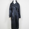 Women long faux leather raglan coat with belt and loose cut