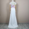 Floral white floor length with train hand embroidered wedding dress