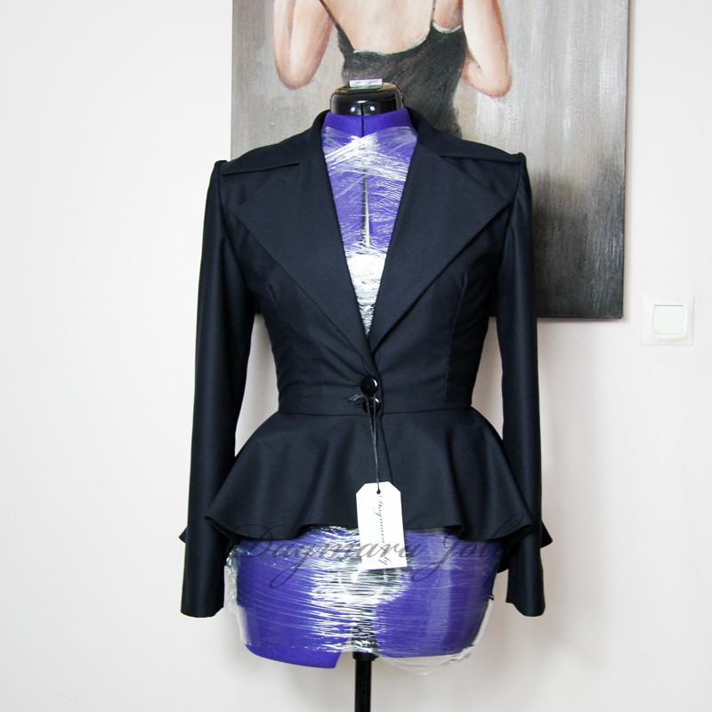 Single breasted asymmetrical peplum women blazer, made to measure