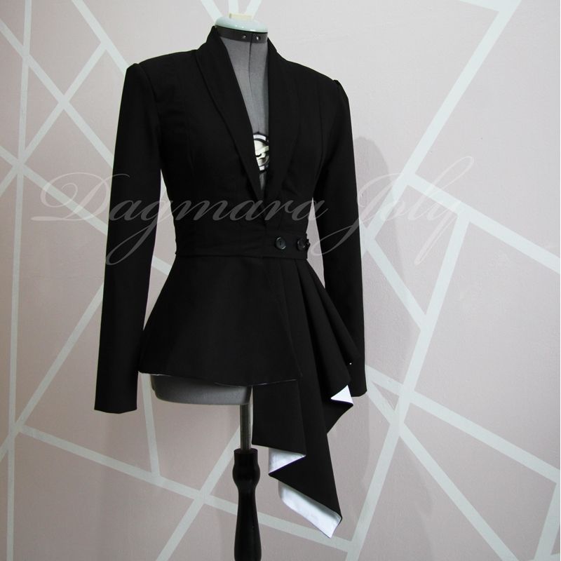 black and white peplum jacket