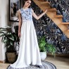 Robe en lin mariage longue sans manches brodée à la main, fabrication francaise