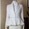 White fit and flare tweed blazer with shawl collar, made to measure